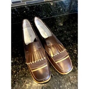 Walter Genuin Linea Stretch Brown Leather Golf Shoes Women's 11 41.5 EUC